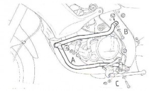 Engine protection bar - black for Aprilia Pegaso 650 / Garda from 1997