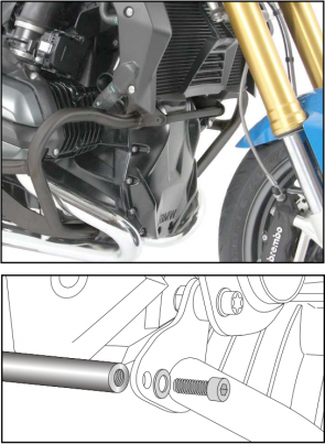 Stiffening bracket for engine guard BMW R1200R/RS (2015-) / R1200GS LC (2013-) -anthracite