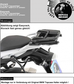 Alurack topcasecarrier – black for BMW S 1000 XR (2015-2019)