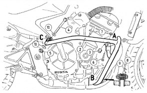 Engine protection bar - black for Honda CBF 600 until 2007