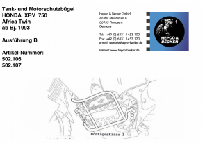 Tankguard - white for Honda XRV 750 Africa Twin from 1993