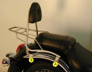 Sissybar with rearrack - black for Kawasaki VN 900 Classic / 900 Custom / Vulcan