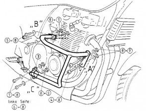 Engine protection bar - chrome for Kawasaki ZR - 7 / S