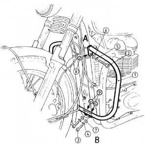Engine protection bar - chrome for Triumph Thruxton until 2015