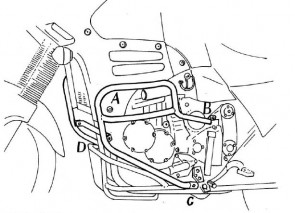 Engine protection bar - black for Triumph Tiger until 1998