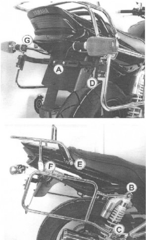 Side- and Topcasecarrierset – black for Yamaha XJR 1300 from 2004 - 2006