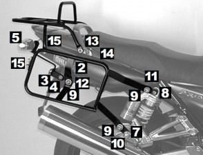 Side- and Topcasecarrierset – black – Lock-it for Yamaha XJR 1300 (2007-2013)