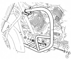 Engine protection bar - chrome for Yamaha XVS 1100 Drag Star